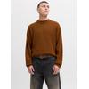 Strickpullover JACK & JONES "JJEURBAN JACK KNIT CREW NECK SN", Herren, Gr. S, braun (monks robe), Strick, Obermaterial: 70% Polyacryl, 30% Baumwolle, unifarben, modisch, relaxed fit hüftbedeckend, Rundhals, Langarm Rippbündchen, Pullover