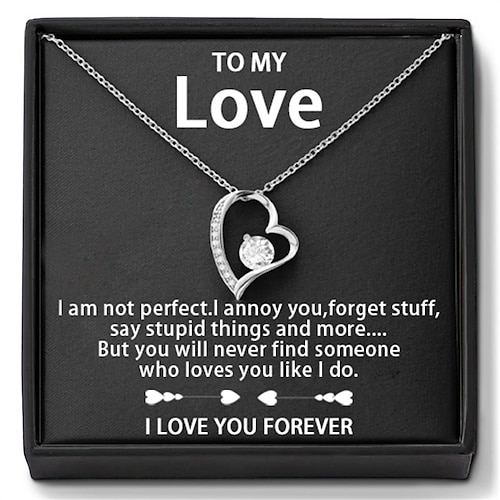 Halskette „To My Love", Weihnachtsgeschenk für sie, herzförmige Halskette mit Zirkonia-Anhänger und Schmuckschatulle mit Kunstblume, romantisches Geschenk zum Valentinstag, Jahrestag, Qixi-Fest oder Image