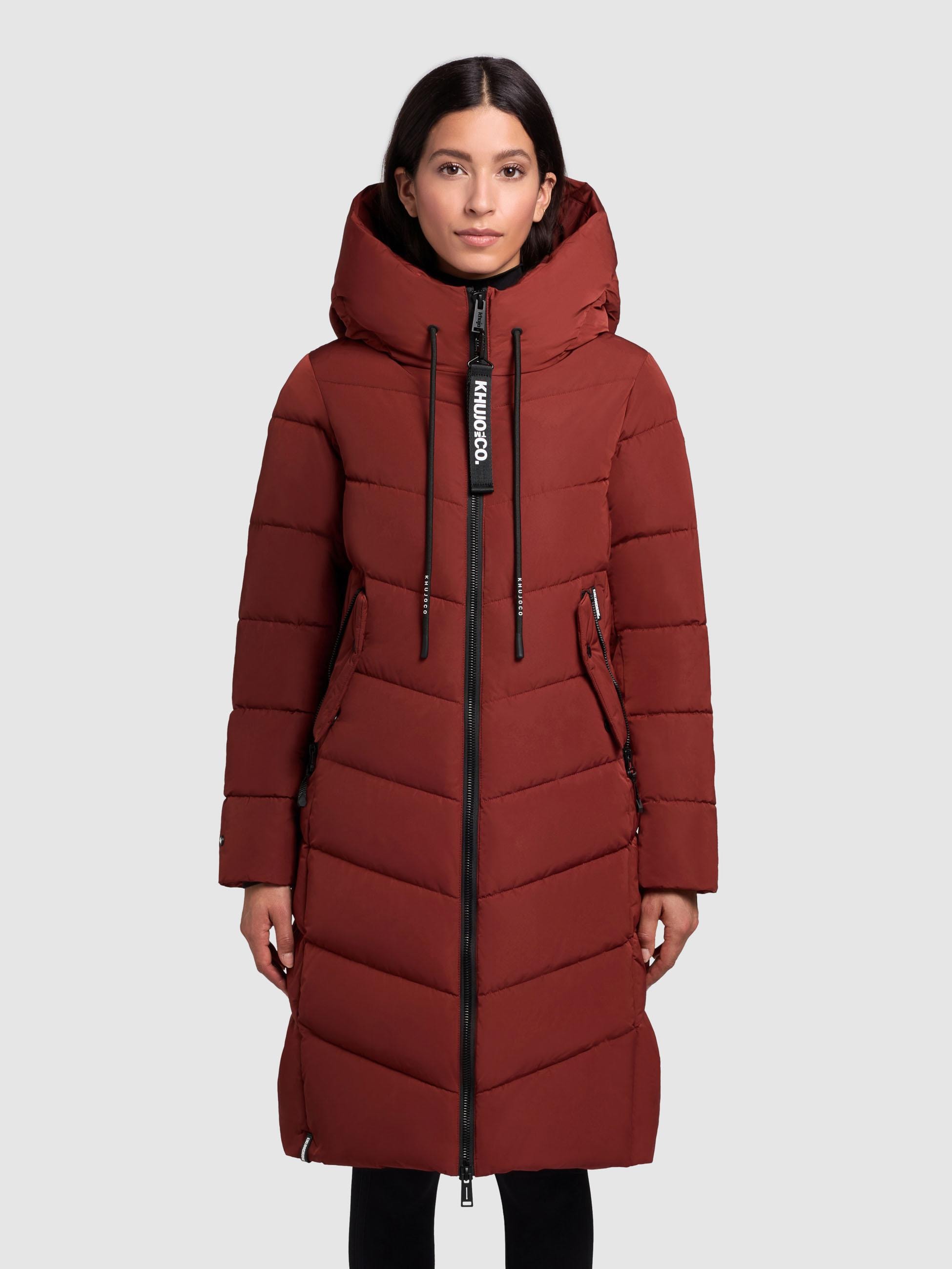Steppmantel KHUJO "Mikia2-YM", Damen, Gr. XXL(44), rot (dunkelrot), Obermaterial: 100% Polyester; Innenfutter: 100% Nylon; Wattierung: 100% Polyester, figurumspielend knieumspielend, hoch geschlossener Ausschnitt, eng Bündchen, Mäntel, Warmer Damen... Image