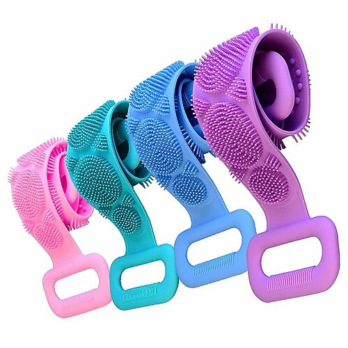 4er-Pack Silikon-Körperschrubbergürtel – Peeling-Dusch-Rückenschrubber für Männer Damen, tiefenreinigende Silikon-Badetücher zum Entfernen von Schmutz abgestorbene Haut Image