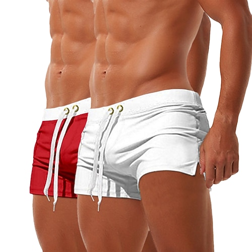 Herren Badehosen Badeshorts Boardshorts Shorts Strandshorts Kordelzug Elastischer Bund Reißverschlusstasche Einfarbig Schnelltrocknend Atmungsaktiv Knielang Lässig Täglich Strand Urlaub Mode 1 2 Image