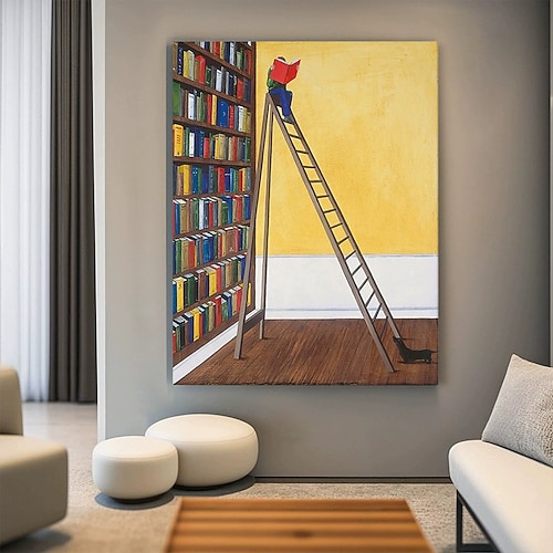 handgefertigtes Ölgemälde auf Leinwand, Wanddekoration, italienischer Minimalismus, Bibliothek, abstrakt, für die Inneneinrichtung, gespannter Rahmen, hängendes Gemälde/gerolltes rahmenloses, Image