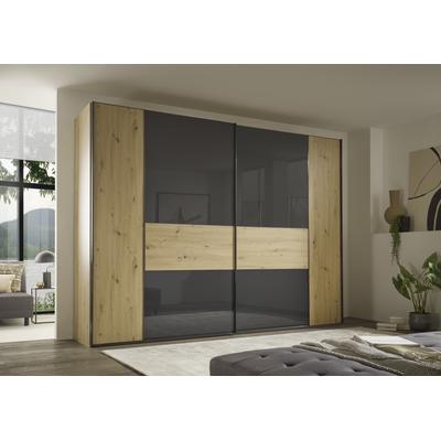 Schwebetürenschrank STAUD "Sonett 321G, Made in Germany", grau (eiche, anthr), B:298cm H:240cm T:68cm, Holzwerkstoff, Schränke, mit vier verschiedenen Ausstattungsvarianten Image