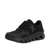 Plateausneaker RIEKER SPORT, Damen, Gr. 45, schwarz (schwarz uni), Textil, Nubuklederimitat, sportlich, Schuhe, Slip-on Sneaker, Halbschuh, Freizeitsneaker mit MemoSoft-Innensohle