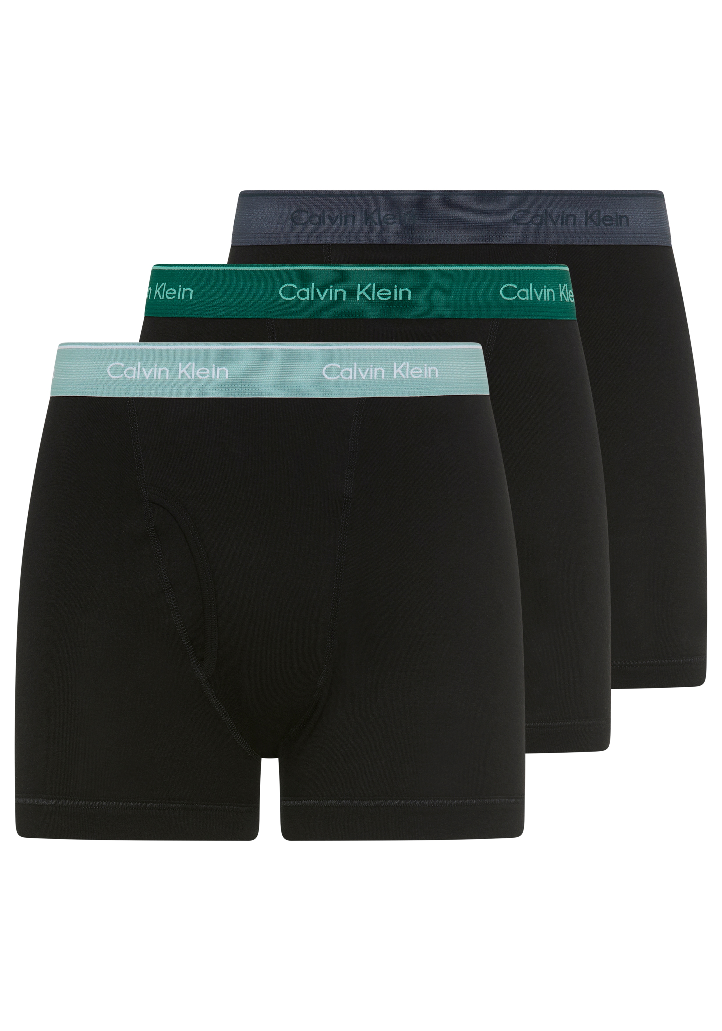 Boxer "BOXER BRIEF 3PK", Herren, Gr. L (52), schwarz, Jersey, Obermaterial: 100% Baumwolle, CALVIN KLEIN UNDERWEAR, unifarben, körpernah, Unterhosen, mit Logo-Elastikbund (3 Stück) Image