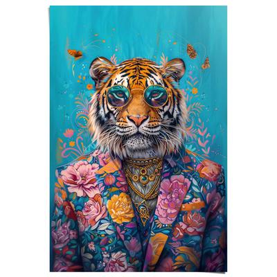Poster REINDERS "Dressed Tiger", bunt (farbe bild(er): mehrfarbig), B:61cm H:91,5cm T:0,1cm, Bilder Image