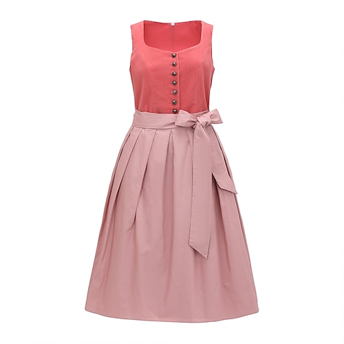 Oktoberfest Robe Dirndl Femme de ménage Bavarois Allemand Munich Prairies Femmes Soirée Fête de la Bière Tissu de style traditionnel Sans chemisier