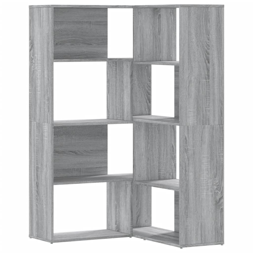 vidaXL Eck-Bücherregal 4 Etagen Grau Sonoma 85x85x140 cm Holzwerkstoff Image