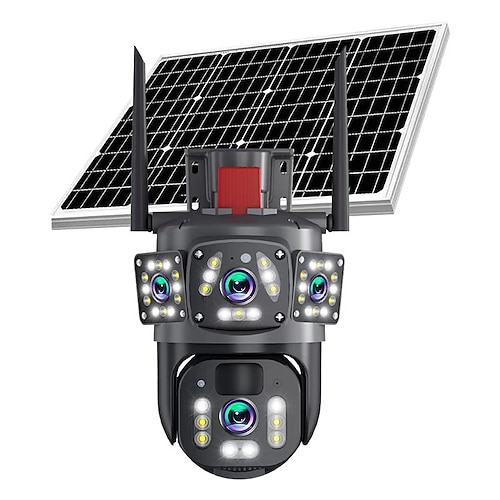 Telecamera di sicurezza domestica con orientamento/inclinazione per esterni, Wi-Fi wireless alimentata a energia solare, con tracciamento automatico delle persone, visualizzazione in tempo reale,