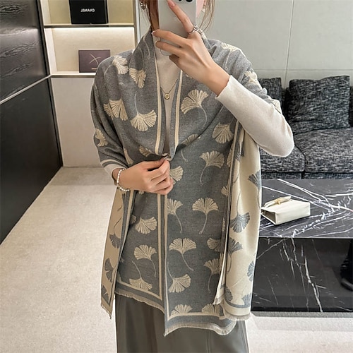 Damen Rechteckiger Schal Schals für Damen Straße Täglich Date Gris Schwarz Rot Schal Druck Image