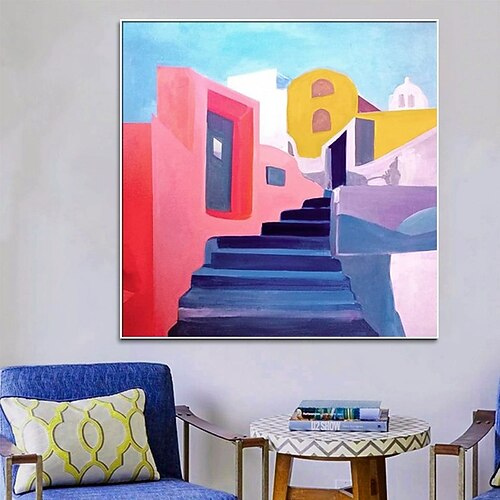 handgemachtes Ölgemälde auf Leinwand, Wandkunst, Dekoration, modern, abstrakt, farbenfroh, Haus für Zuhause, Tanzstudio, Dekor, gerollt, rahmenlos, ungedehntes Gemälde Image