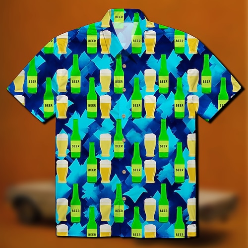 Hawaii-Hemden Aloha-Hemd Bayerisch München Deutsch alpin Grafik für Herren Erwachsene 3D-Druck für Karneval Oktoberfestbier Strand Urlaub Party Image