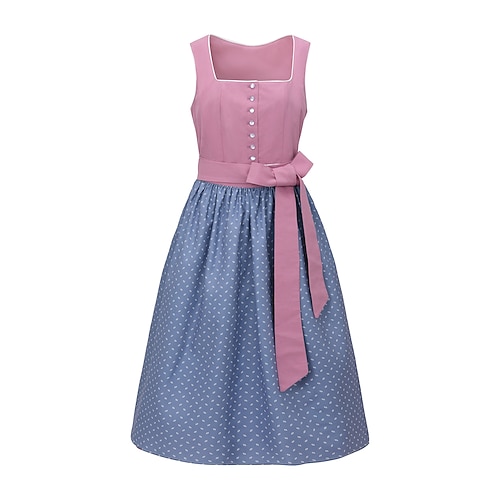 Oktoberfest Kleid Dirndl Trachtenkleider Dienstmädchen Bayerisch Deutsch Wiesn Damen Stoff im traditionellen Stil Kleid Schürze Ohne Bluse Image