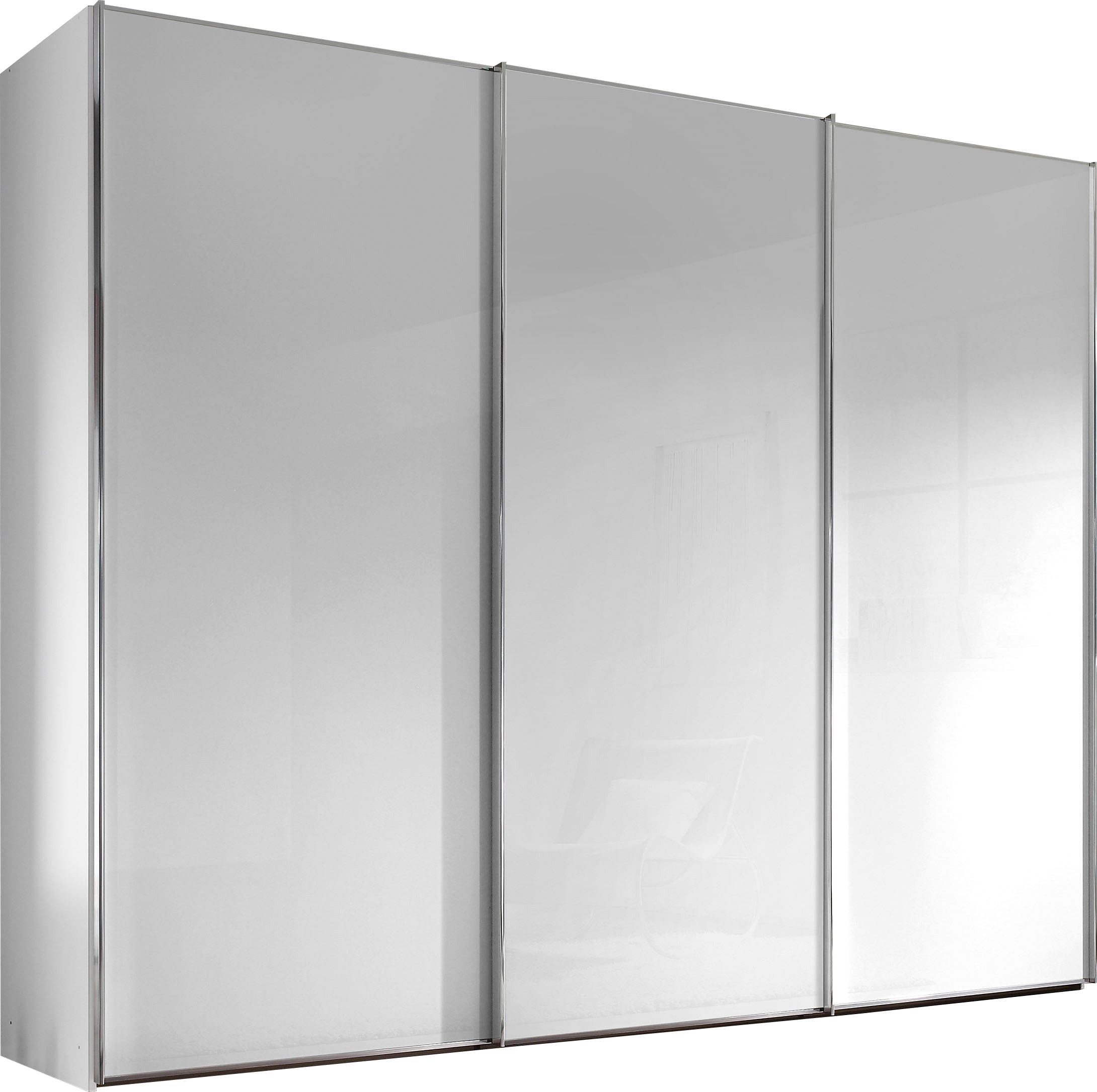Schwebetürenschrank STAUD "Sinfonie Plus, edles Design in hochwertiger Qualität, Made in Germany", weiß (alpinweißglas), B:280cm H:240cm T:68cm, Holzwerkstoff, Schränke, Mit vier verschiedenen Ausstattungsvarianten Image