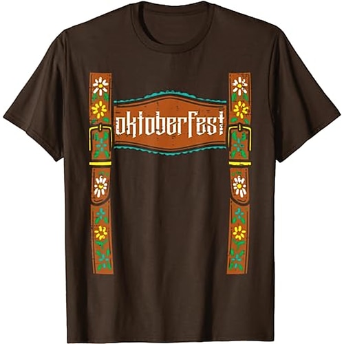 T-shirt Lederhosen Anime 3D Bavarois street style Fête d'Octobre Bavarois Tee-shirt Col rond Graphique pour Homme Femmes Adulte Impression 3D pour Oktoberfest Mascarade Vacances Décontracté Quotidien