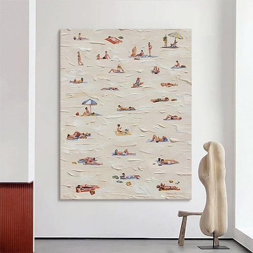 handgefertigtes Ölgemälde auf Leinwand, Wanddekoration, Wellen, Strände, Textur, abstrakte Figuren für die Inneneinrichtung, gespannter Rahmen, hängendes Gemälde/gerolltes rahmenloses, ungespanntes Image