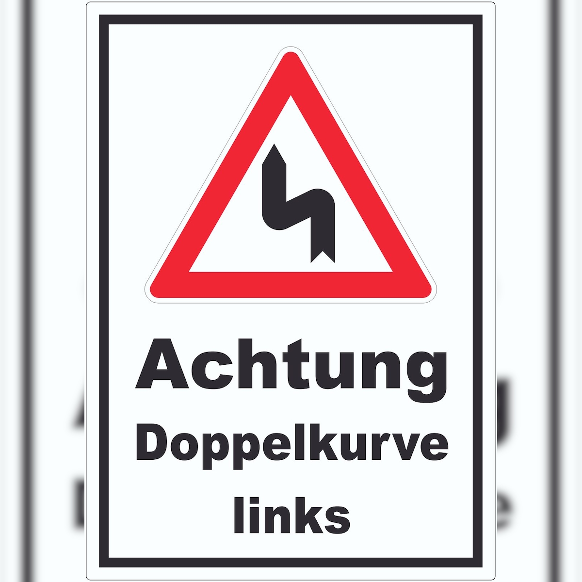 HB-Druck Aufkleber Achtung Doppelkurve links A2 (420x594mm) Image