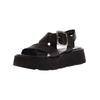 Keilsandalette GABOR "Gabor Sandalen Leder", Damen, Gr. 37,5, schwarz, Leder, casual, Schuhe