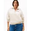 Sweatshirt TOMMY HILFIGER CURVE "CRV CLASSIC SCRIPT FLEECE 1/2ZIP", Damen, Gr. 46, heather oatmilk, Sweatware, Obermaterial: 77% Baumwolle, 23% Polyester, unifarben, casual, Kurzarm Bündchen, Sweatshirts, in großen Größen