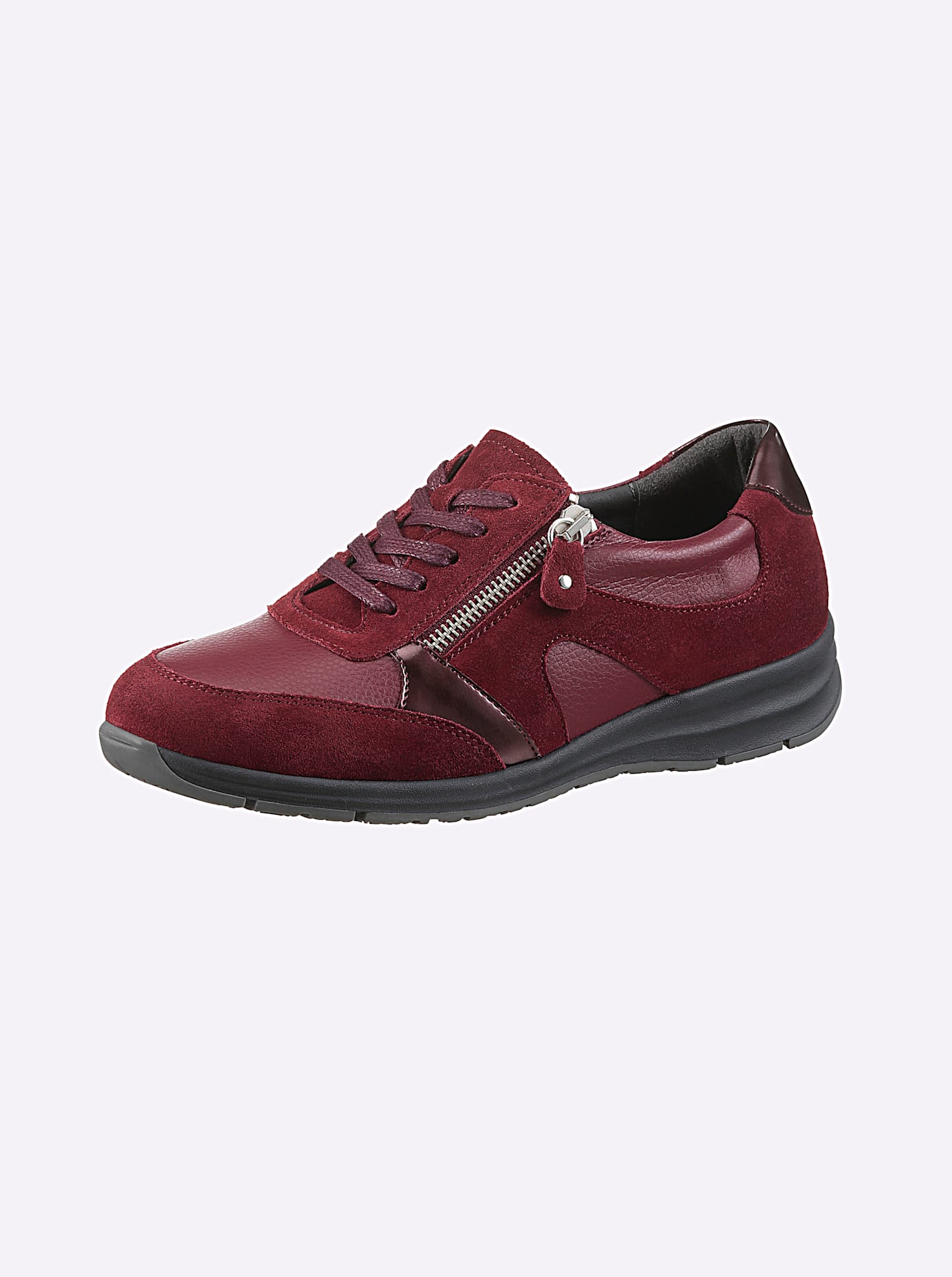 Sneaker CASUAL LOOKS, Damen, Gr. 37, rot (dunkelrot), Glattleder, Veloursleder, Schuhe
