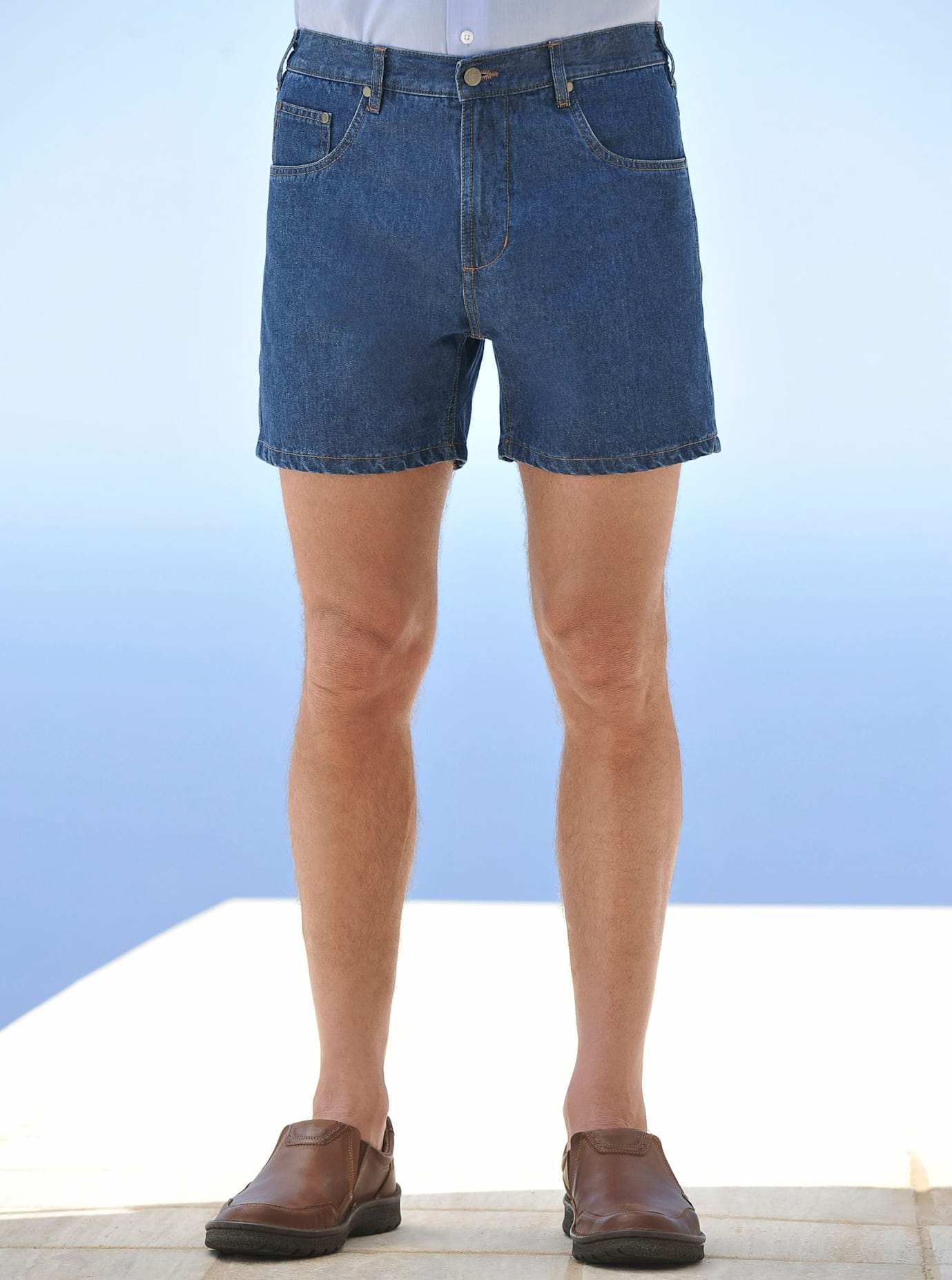 Jeansshorts CATAMARAN, Herren, Gr. 50, Normalgrößen, blau (blau, stone, washed), 100% Baumwolle, unifarben, kurz, Jeans Image