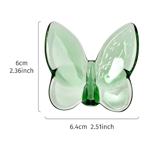 bunte Schmetterlingsfigur aus Kristallglas, schillerndes Glasornament für Schminktisch oder Tischdekoration, transparente Schmetterlingsskulptur für Partys, Feiern oder zur Dekoration zu Hause Image