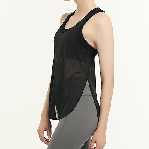 Damen Yoga-Top-Weste Panzer Schnelltrocknend Atmungsaktiv Ärmellos Sport Einfarbig Oberteil Für Fitnessstudio sportlich Pilates Sportkleidung Image