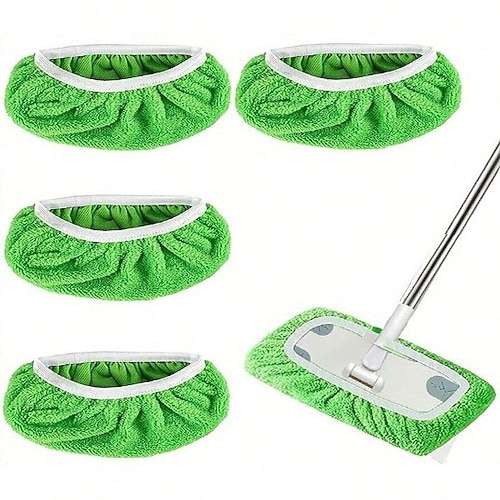 4 Stück wiederverwendbare Wischpads für Flachwischer, Mikrofaser-Wischpads zum Ersetzen für Nass- und Trockenreinigung, waschbare Wischtuchbezüge für Hartholzböden, Fliesen, Laminat Image