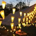 1 pz. Stringa di luci decorative per atmosfera da campeggio solare da esterno, 5 m-20 LED/10 m-40 LED, per balcone, terrazza, cortile, giardino, tenda, matrimonio, festival