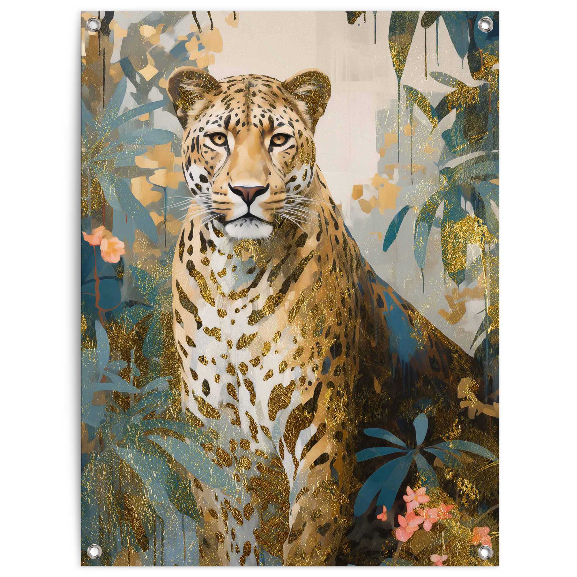 Poster REINDERS "Gold Cat", grün (farbe bild(er): grün), B:60cm H:80cm T:0,1cm, Bilder, Garten - Dschungel - Blumen - Grün - Leinwand - Tiere - 60x80 cm Image