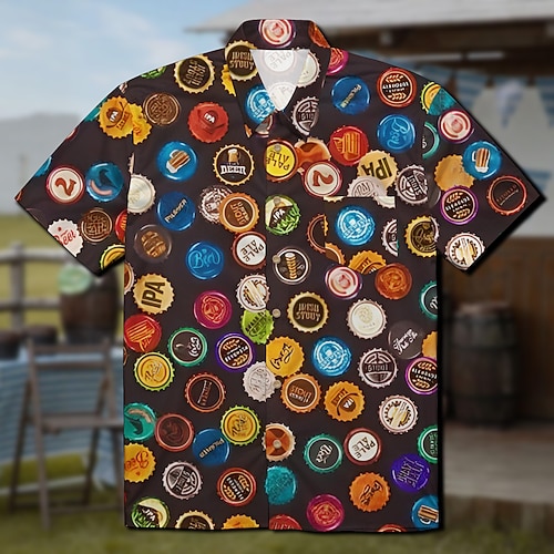 Hawaii-Hemden Aloha-Hemd Bayerisch München Deutsch alpin Grafik für Herren Erwachsene 3D-Druck für Karneval Oktoberfestbier Strand Urlaub Party Image