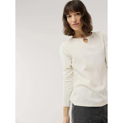 Walbusch Damen Viskoseshirt Materialmix Weiss noch offen: Muster Image