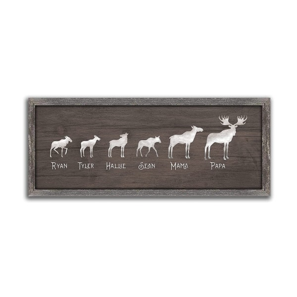 Scott Kennedy Personalized Moose Family Framed Canvas - 4 Calves/Children