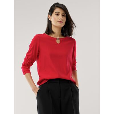 Walbusch Damen Viskoseshirt Materialmix Rot noch offen: Muster Image