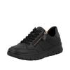 Plateausneaker RIEKER, Damen, Gr. 37, schwarz, Glattleder, unifarben, sportlich, Schuhe, Freizeitschuh, Schnürschuh, Halbschuh in Bequemweite G (= weit)