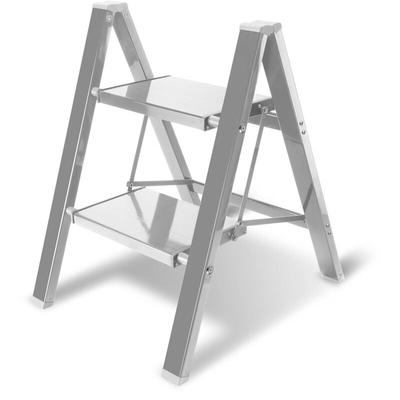 Stehleiter Klappleiter 2 Stufen Silber Trittleiter Klapptritt Alu - Swanew Image