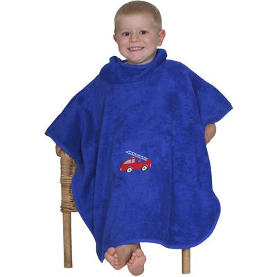 Badeponcho WÖRNER "Feuerwehr royalblau", blau (royalblau), L:60cm, Frottier, Hausmäntel, maschinenwaschbar, trocknergeeignet Image