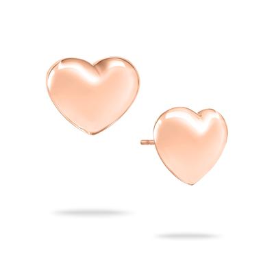 Paar Ohrstecker ECHTZEIT "Schmuck Geschenk Edelstahl Ohrringe Puffy Heart Herz", rosa (roségoldfarben), Ohrringe, Damen, Edelstahl Image