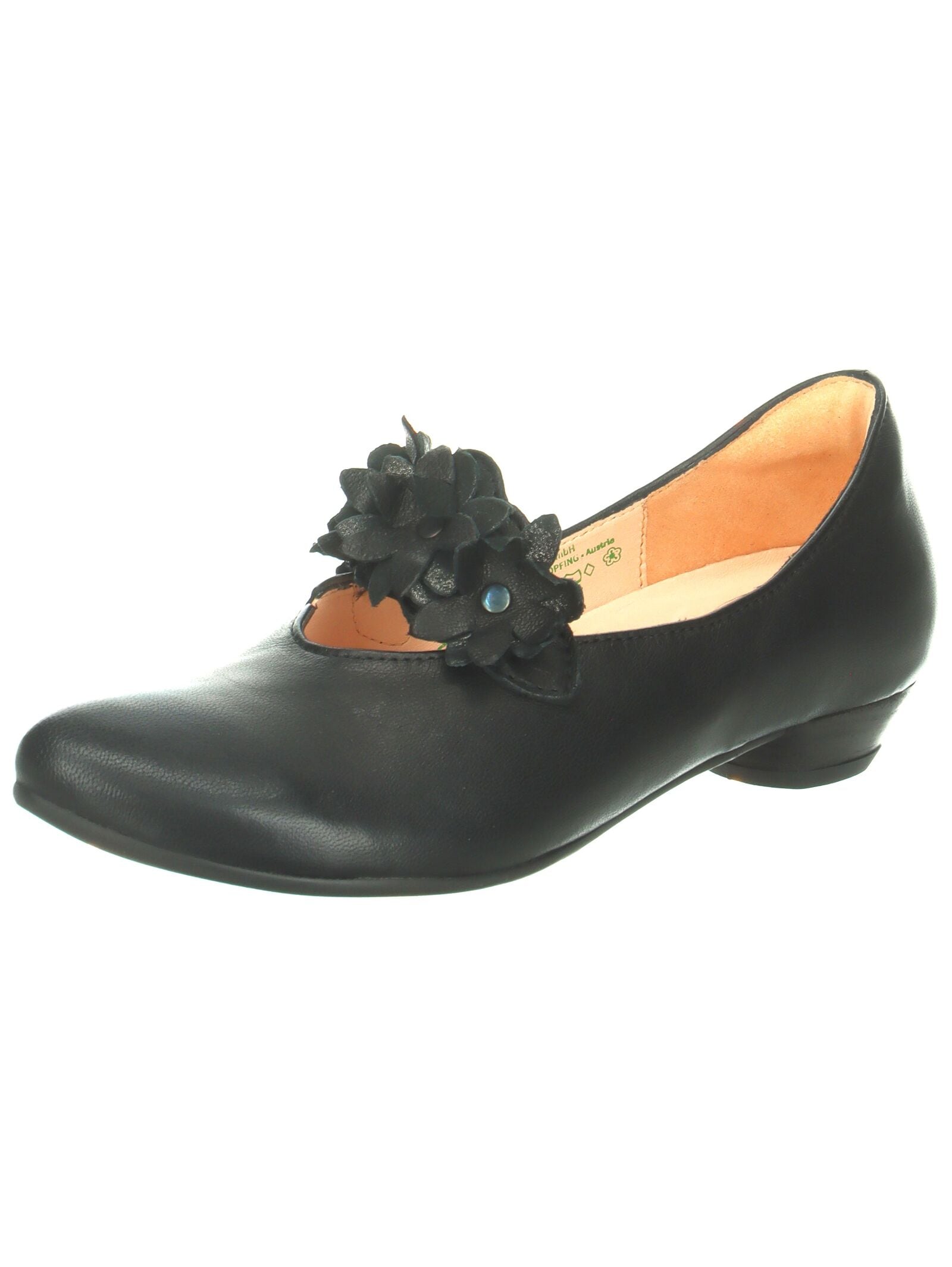 Ballerina THINK "Think Ballerinas Leder/Textil", Damen, Gr. 39,5, schwarz (schwarz kombi), Leder, Textil, Schuhe
