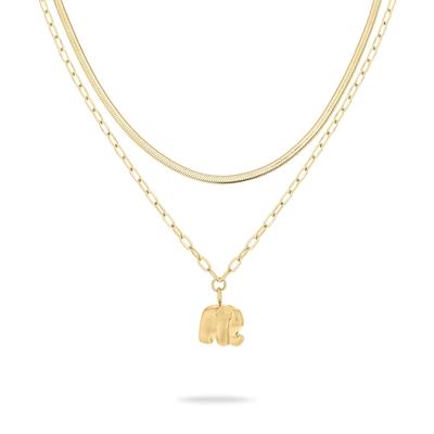 Ketten-Set TAMARIS "Schmuck Geschenk Edelstahl Halskette Little Elephant", gold (gelbgoldfarben), Halsketten, Damen, Edelstahl, L: 47cm B: 3mm, B:3mm Image