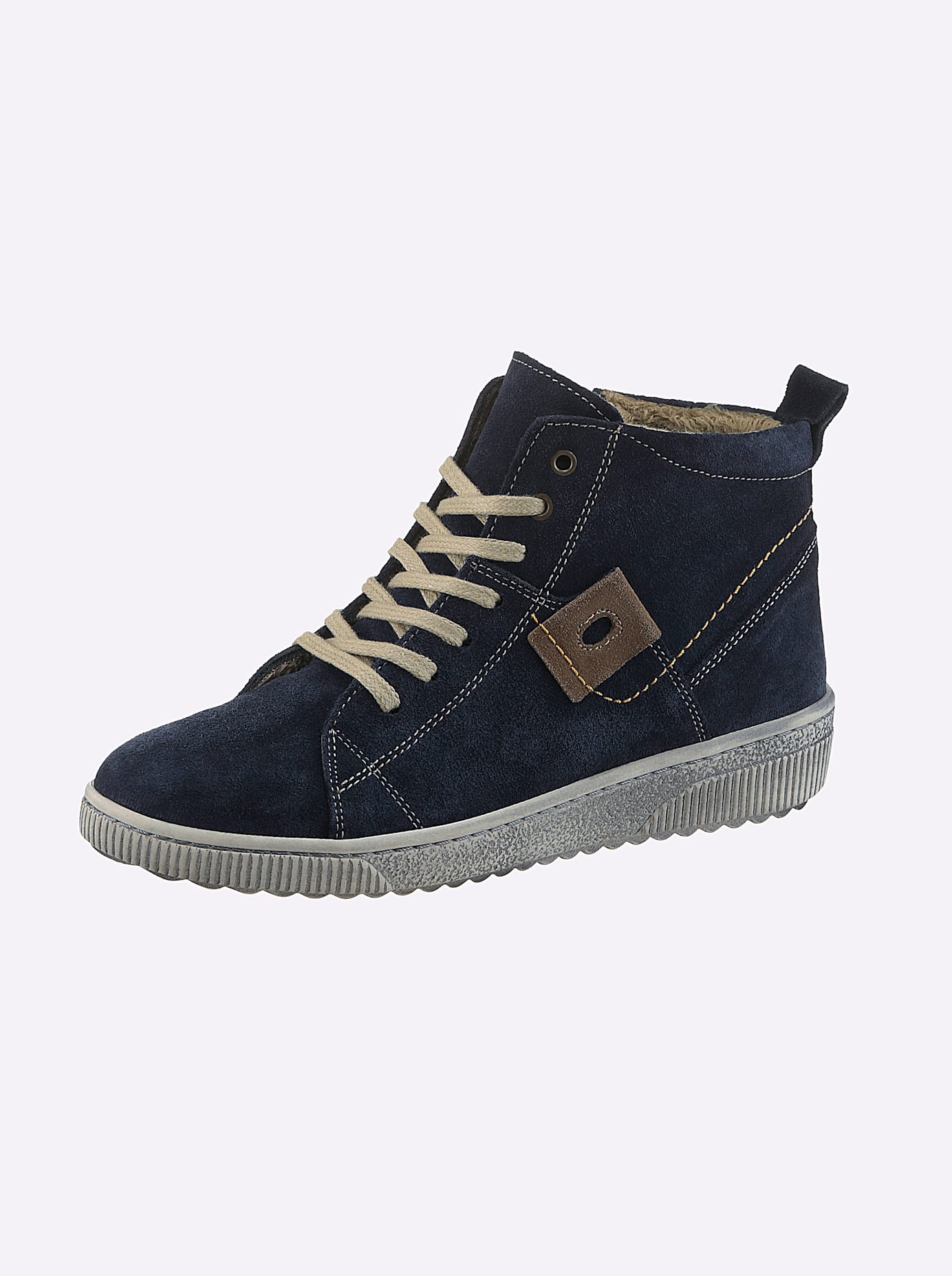 Stiefelette CASUAL LOOKS, Damen, Gr. 37, blau (marine), Veloursleder, Schuhe