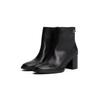 Stiefelette TOMMY HILFIGER "STACKED HEEL LEATHER ANKLE BOOT", Damen, Gr. 40, schwarz, Glattleder, elegant, Schuhe, Blockabsatz, Ankleboots, Businessschuh, goldfarbenes Schmuckelement
