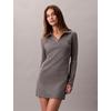 Minikleid CALVIN KLEIN JEANS "LS MONOLOGO RIB POLO MINI DRESS", Damen, Gr. L (42), N-Gr, grau (medium grau heather), Rippware, Obermaterial: 95% Baumwolle, 5% Elasthan, unifarben, feminin, figurbetont mini, V-Ausschnitt, Langarm eingesetzt...