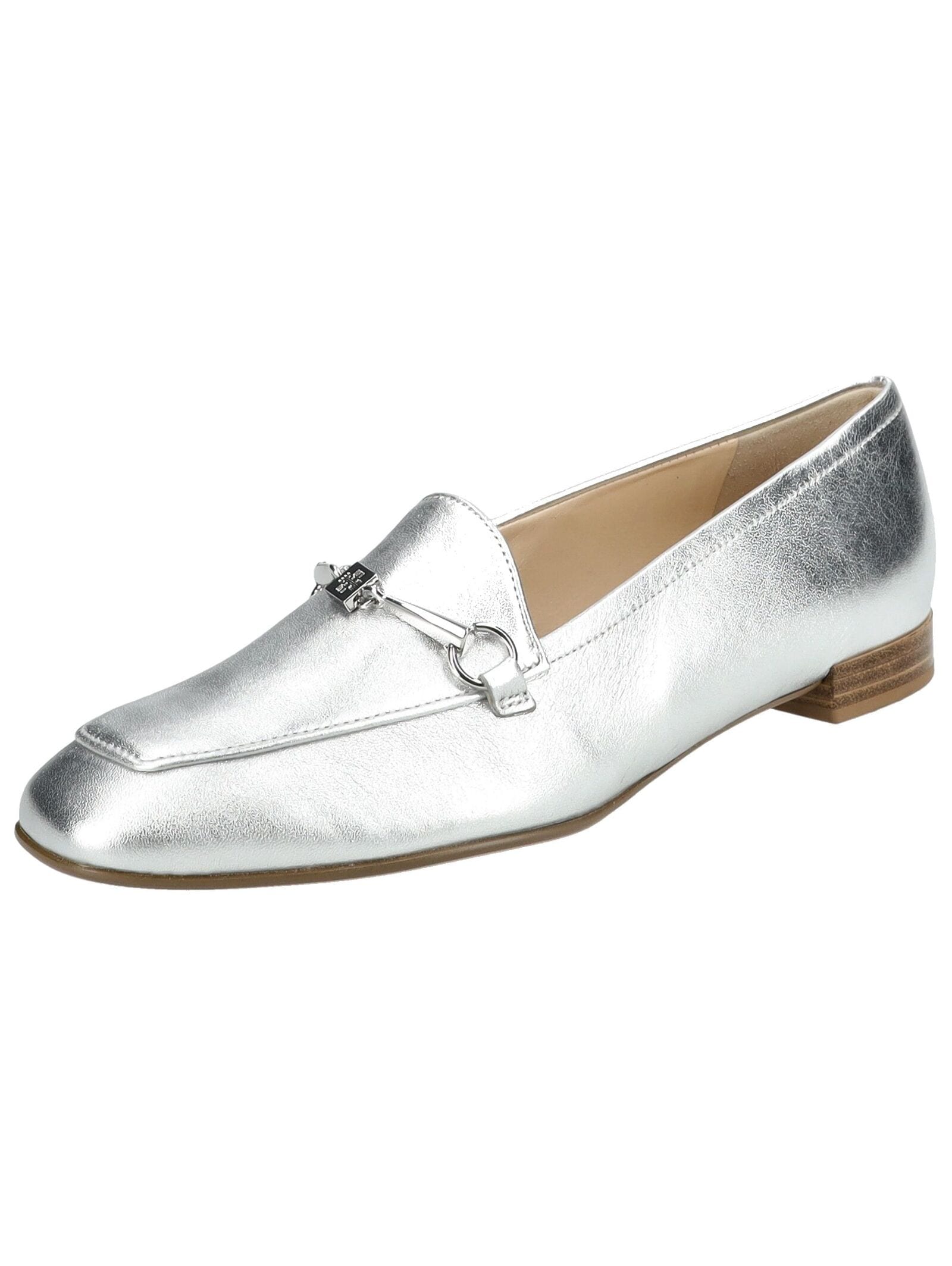 Slipper HÖGL "Högl Slipper Leder", Damen, Gr. 39, silber, Leder, Schuhe Slipper