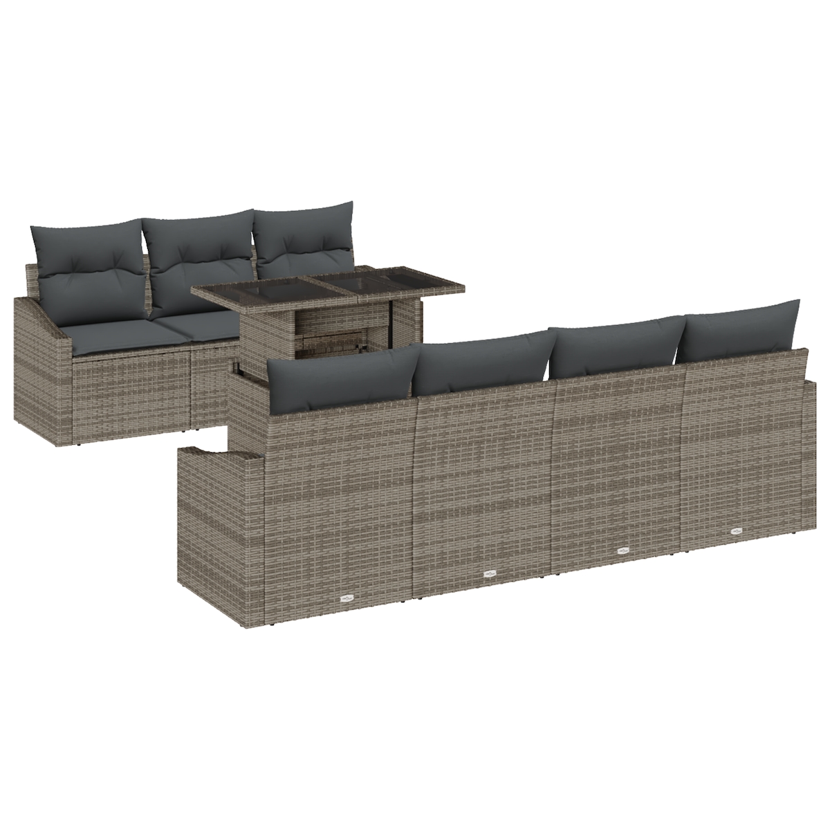 vidaXL 8-teiliges Garten-Sofa-Set mit Kissen Grau aus Poly Rattan Image