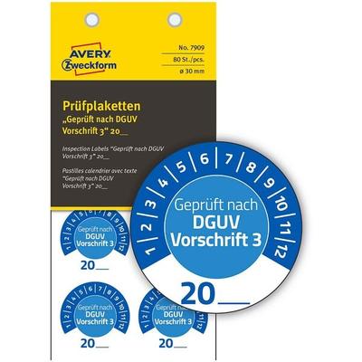Avery Zweckform Prüfplaketten »7909« blau 30,0 x 30,0 mm 80 Stück Blau Image