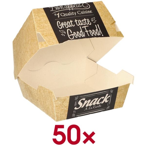 Papstar Burger-Boxen Good Food 50 Stück braun, 9x7x9 cm Image