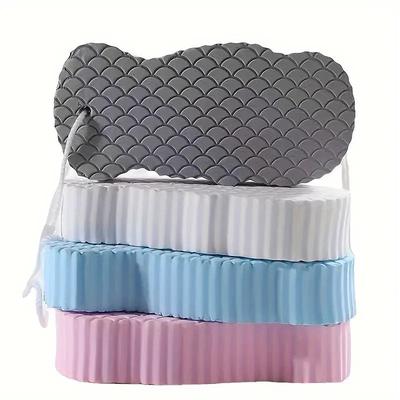 4 Pack Super Soft Exfoliating Bath Sponge – Hypoallergenic 3D Body Scrubber, TPR Material, Manual Deep Cleansing Skin Smoothing, Pink/Blue/White/Gray