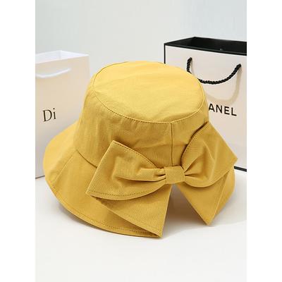 Women's Bowknot Bucket Hat – Lightweight Wide Brim Polyester Sun Hat for Outdoor Travel, Beach and Summer Casual Wear