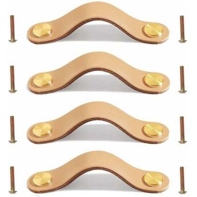 Niemals verwendet] Leder-Schrankgriffe, 4 Stück, Leder-Schubladengriffe, Leder-Türknöpfe, Image